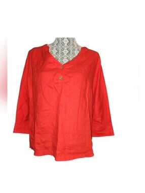 Linen Red Top By Lintico